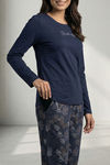 Zivame Buttersoft Knit Poly Pyjama Set - Navy Peony — thumbnail 5